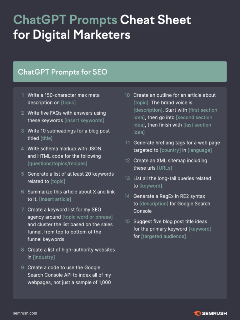 ChatGPT Prompts For SEO 1699849815 | PDF | Search Engine Optimization ...