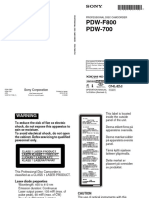 PDW-F800 PDW-700: Sony Corporation