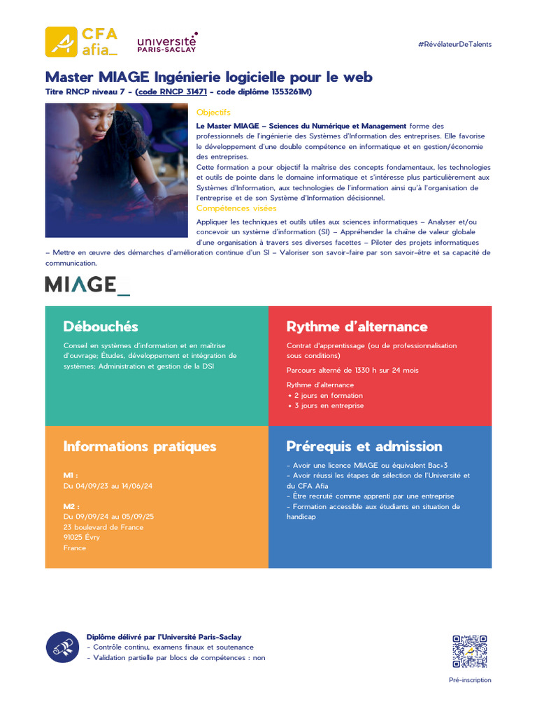 Master MIAGE à Paris-Saclay : Formation et Débouchés | PDF | Système d ...