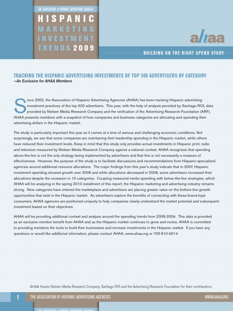 Hispanic Marketing Investment Trends PDF Financial Services