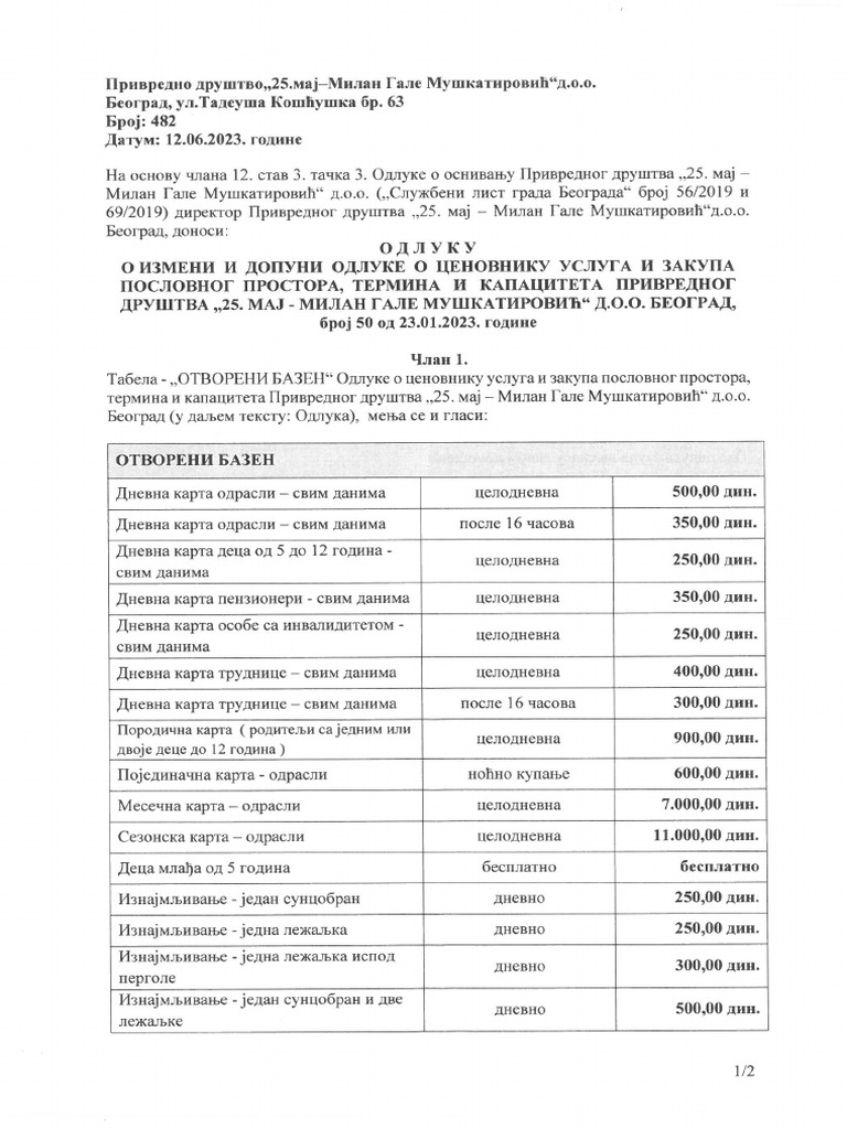Cenovnik2023Otvoreni PDF