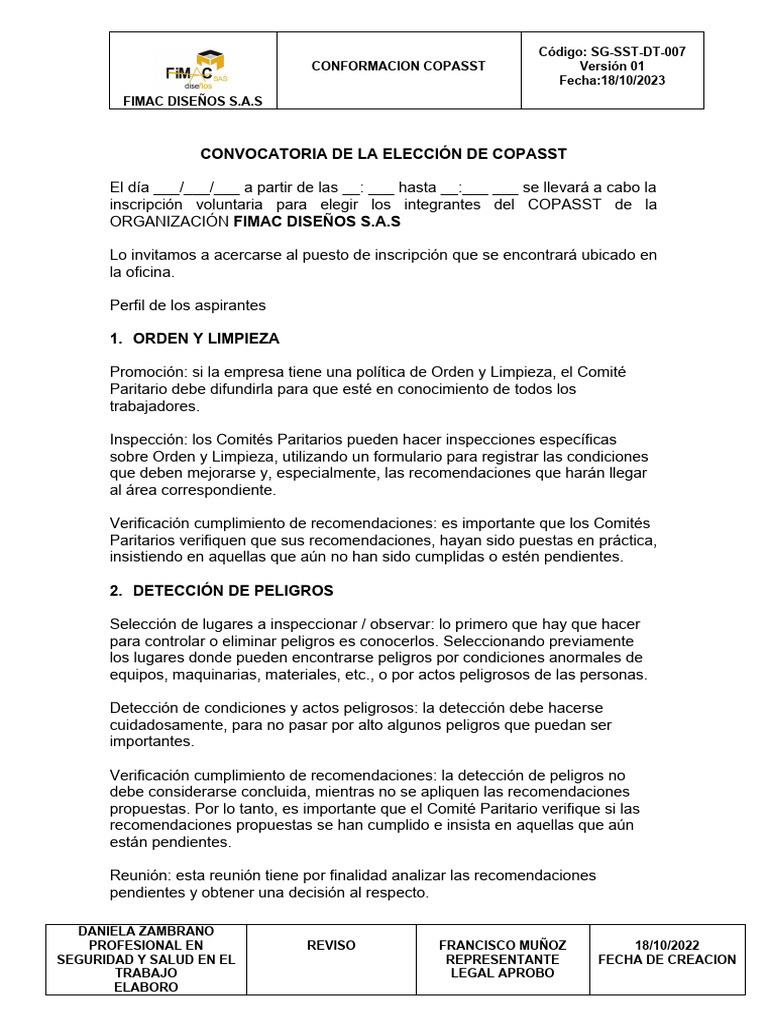Formato De Acta De Conformacion Del Copasst Elecciones 2024