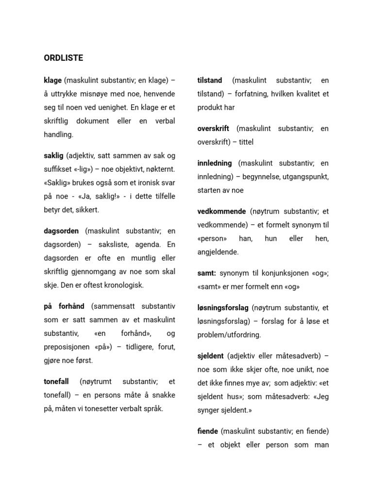 Ord Liste | PDF
