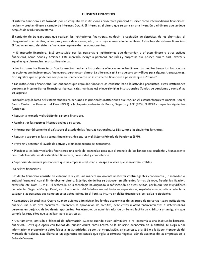 El Sistema Financiero 4to | PDF | Sistema financiero | Bancos