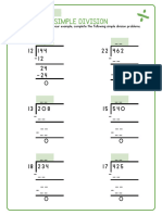 Green Simple Division Worksheet