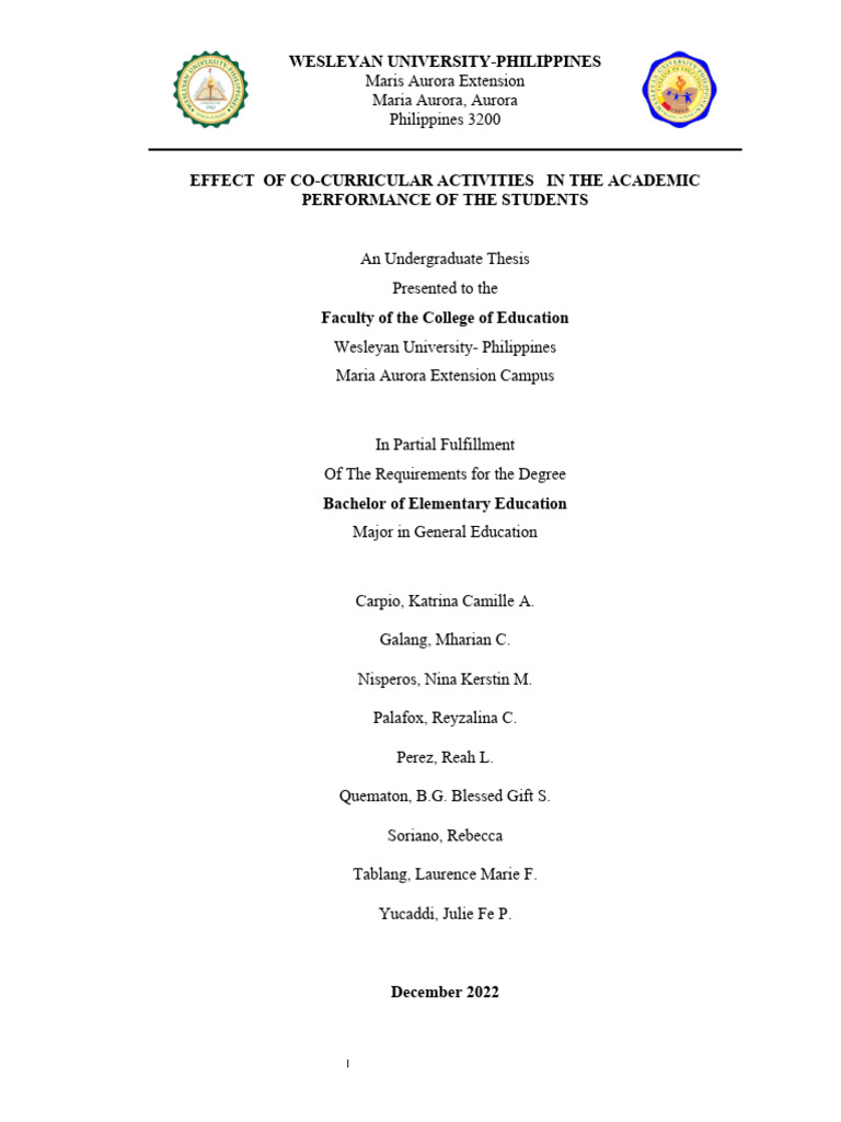 Final Thesis Group 4 Co Curricular Activities | PDF | Learning | Social ...