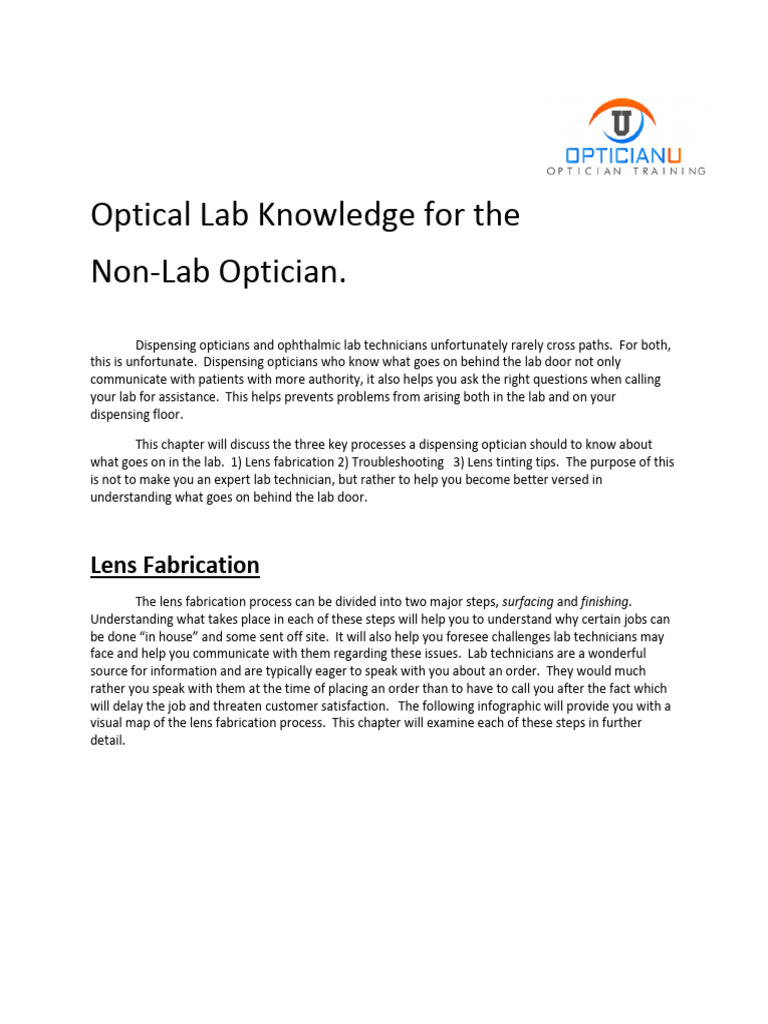 Optical Lab Knowledge for the PDF Glasses Materials