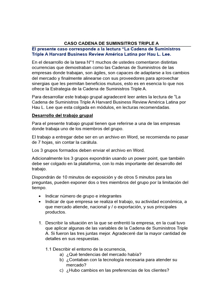 CASO CADENA DE SUMINISTROS TRIPLE A GEST CS e INTRODUC A LAS COMPRAS ...
