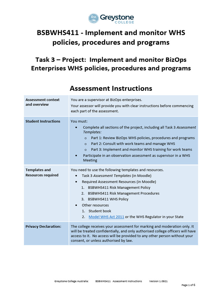 Implementing WHS Policies at BizOps | PDF | Risk | Risk Management