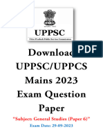 UPPSC UPPCS Mains 2023 General Studies Exam Question Paper 6 Held On 29 September 2023 - WWW - Dhyeyaias.com