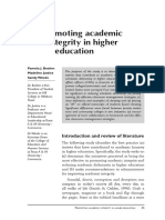 Promoting Academic Integrity in Higher Education: Introduction and Review of Literature