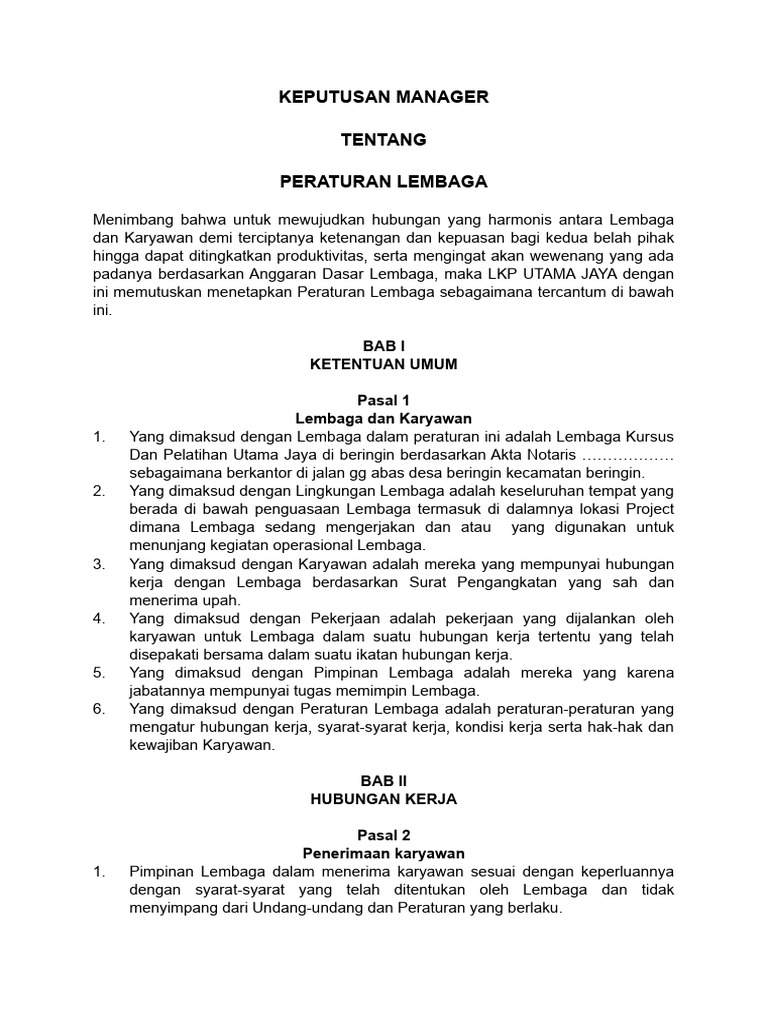 PERATURAN PERUSAHAAN PDF