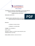 Bravo Orbe Luis Javier - Tarea 3 - Dificultades Del Aprendizaje de Lectura