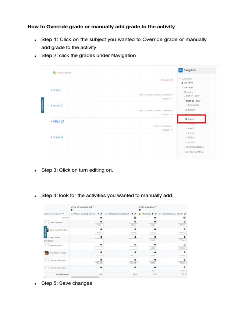 Lesson 11 How To Override Grades or Manually Add Grades PDF
