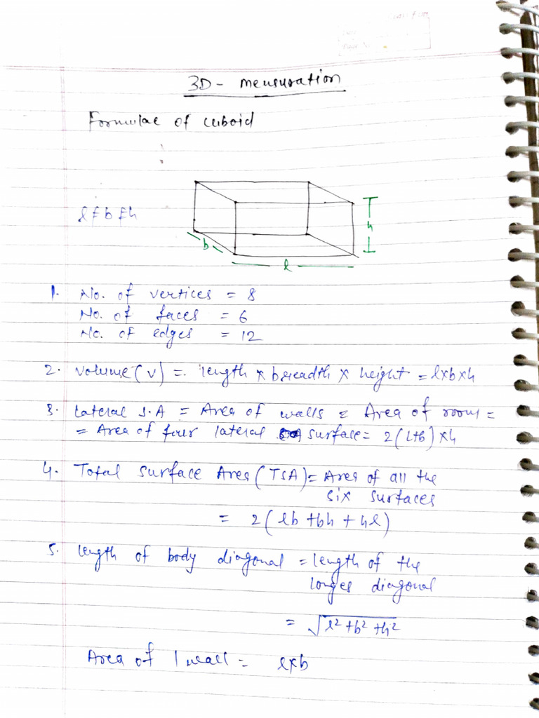 Hollow Cuboid and Cube Formulas | PDF