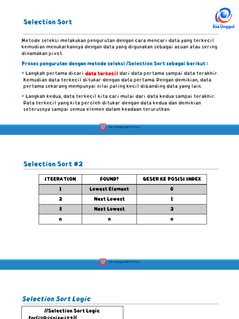 Proses dan Langkah Selection Sort | PDF