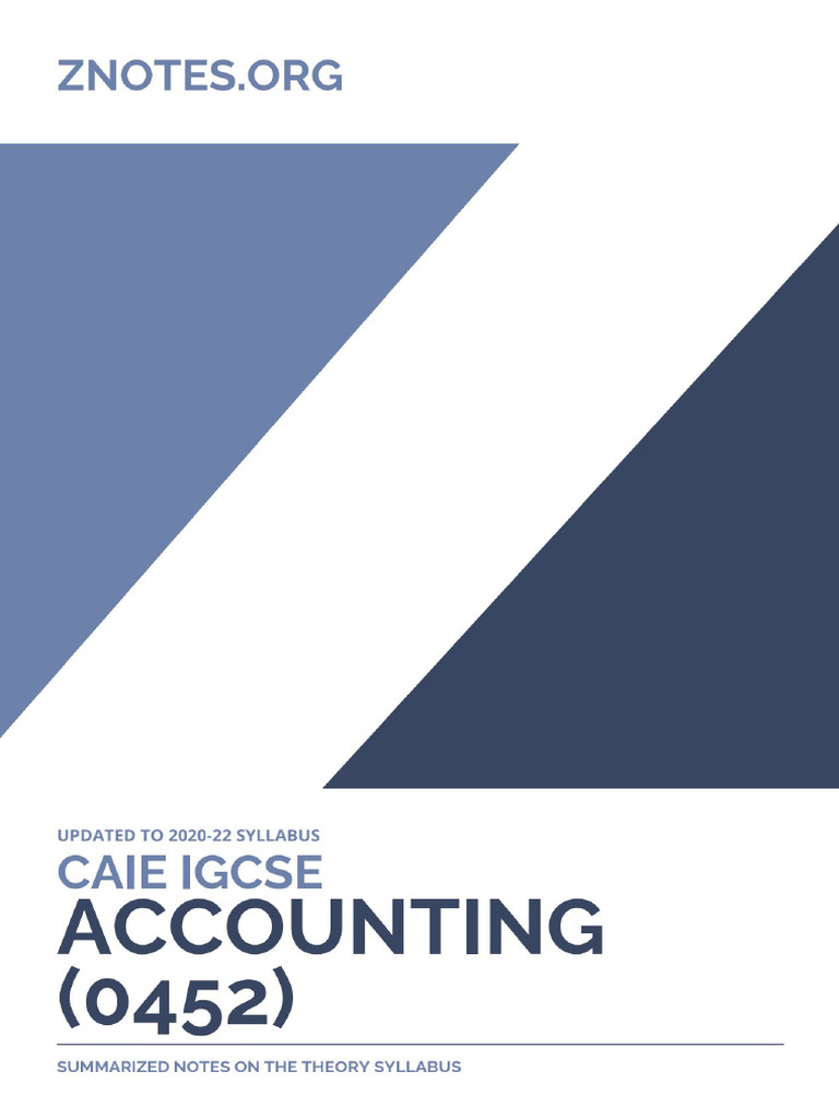Caie Igcse Accounting 0452 Theory v2 | PDF