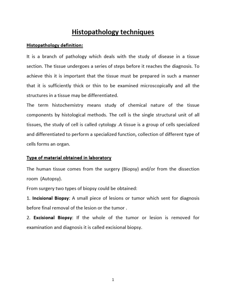Histopathology Techniques PDF Fixation (Histology) Histology