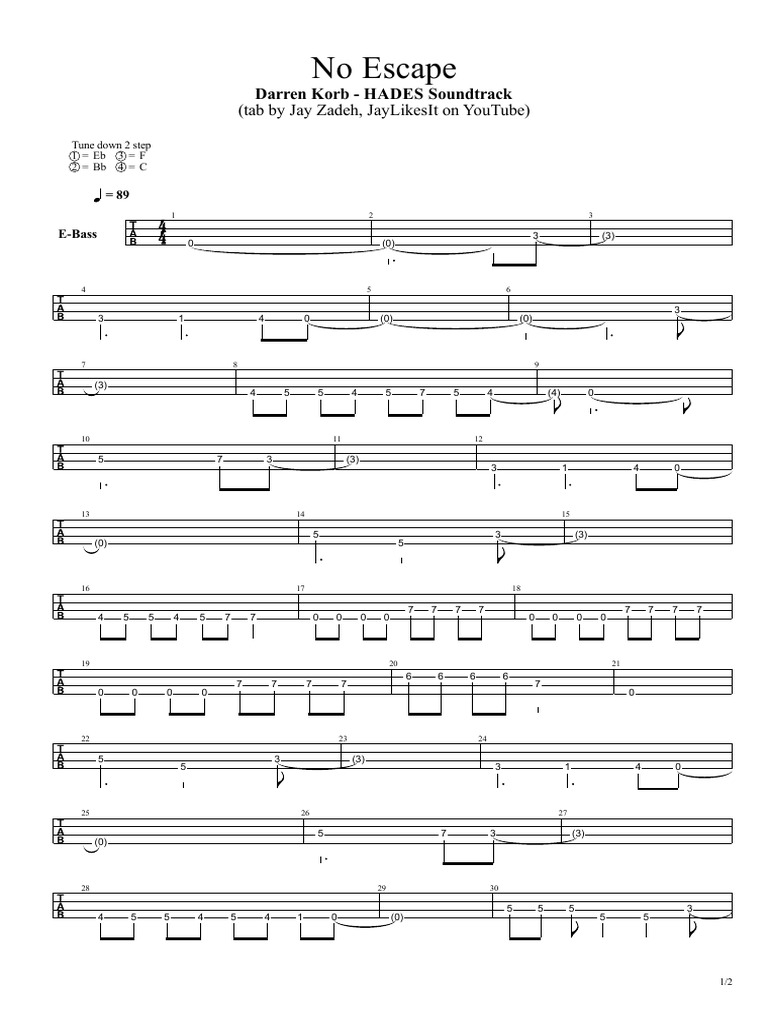 Bass tab no escape download free pdf video game developers