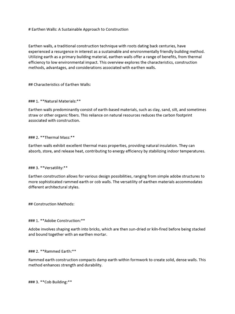 Earthen Walls | PDF | Soil | Sustainability