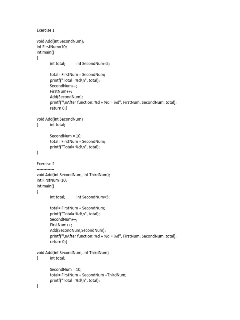 Exercise on function pdf