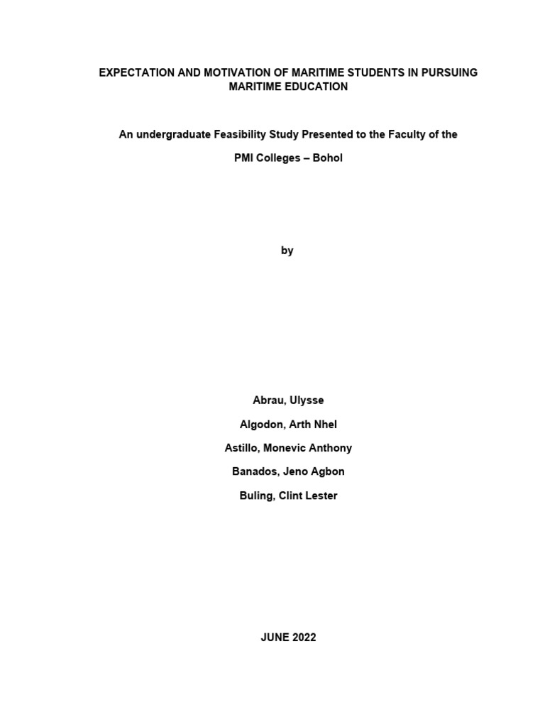 Expectation and Motivation of Maritime Students in Pursuing Maritime