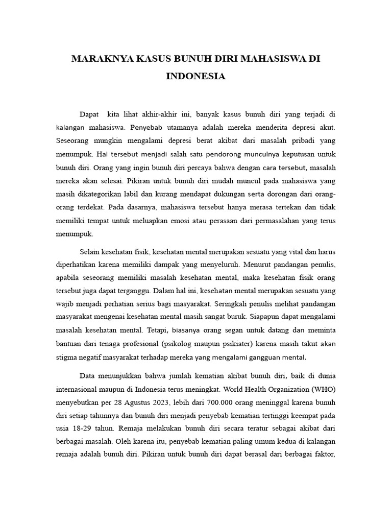 Kasus Bunuh Diri Mahasiswa di Indonesia | PDF | Pengembangan Diri