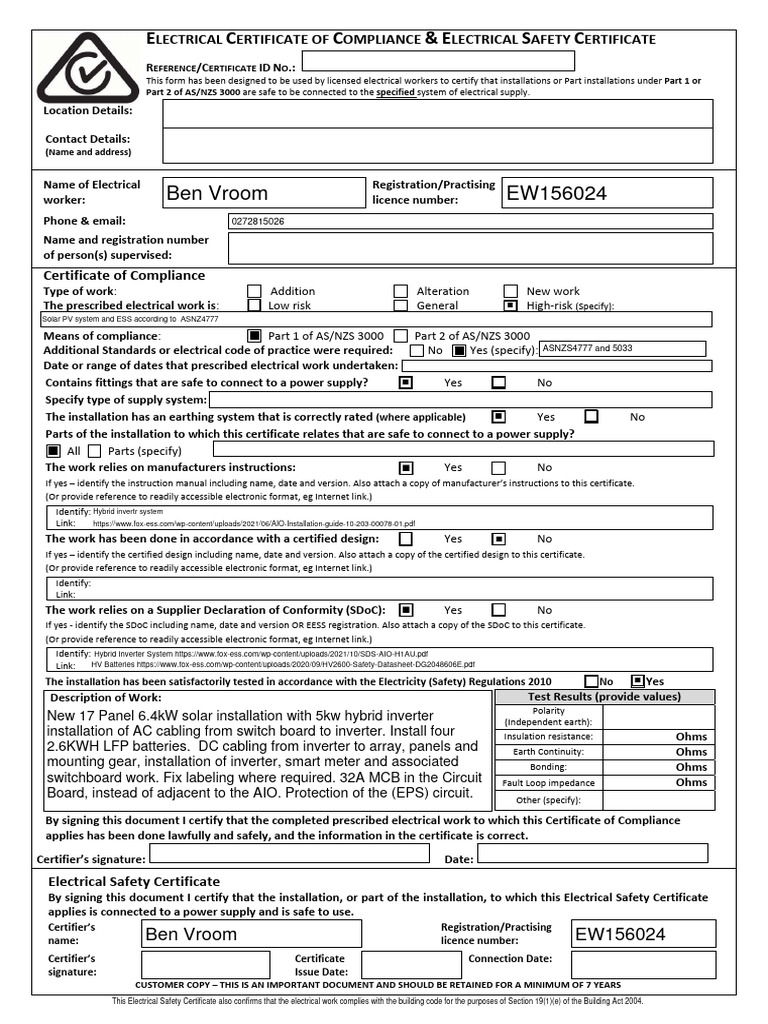 COCelectricaltemplate PDF Power Inverter Power (Physics)
