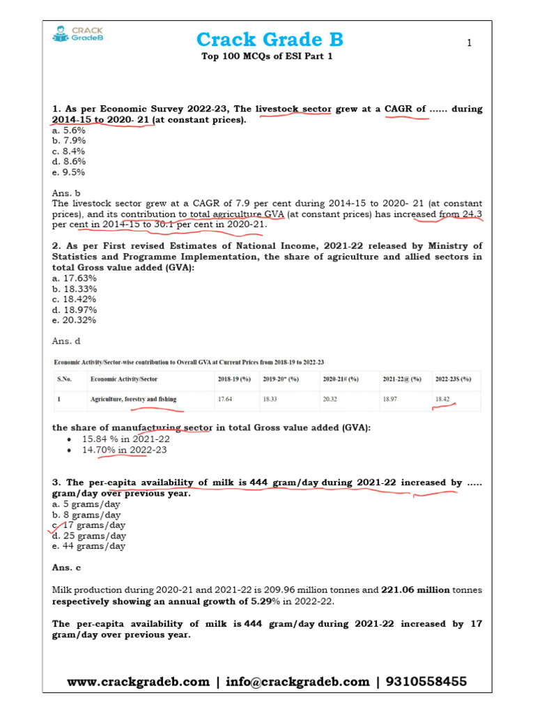 Top 50 MCQs for NABARD Grade A PDF Livestock Agriculture