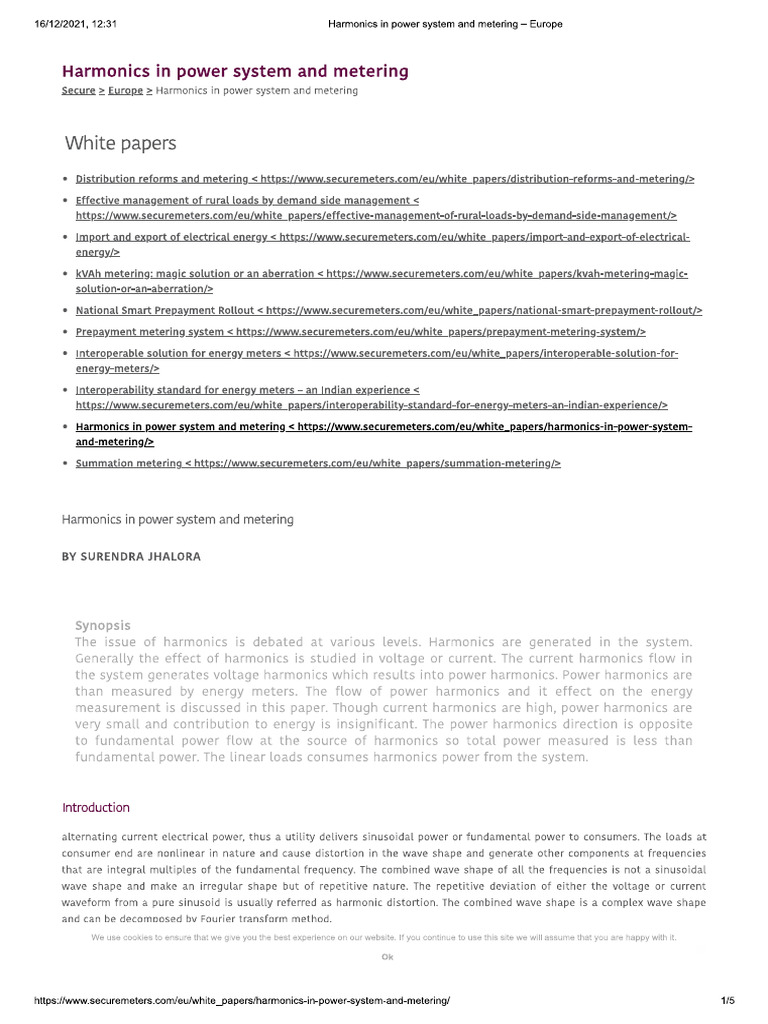 Harmonics in Power System and Metering - Europe | PDF