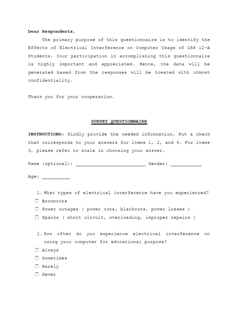 IMMERSION (UPDATED) SURVEY QUESTIONNAIRE CSS 12-A | PDF