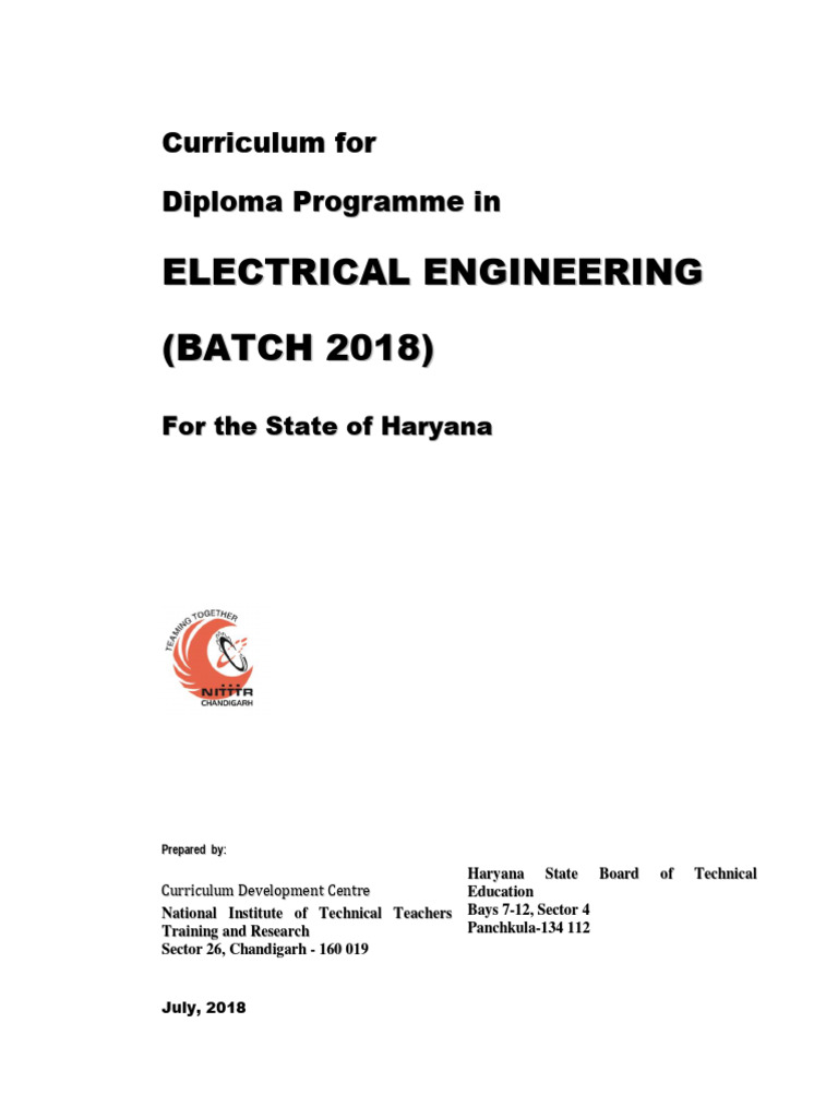 Study Scheme & Curriculum - Electrical Engg. - Batch 2018 Onwards | PDF ...