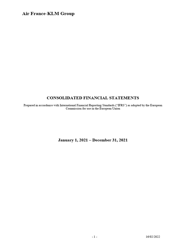 Financial Statements and Notes Afklm As of December 31 2021 | PDF ...