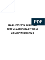 Hasil Peserta Skrining FKTP DR - Astroida Fitriani 28 NOVEMBER 2023