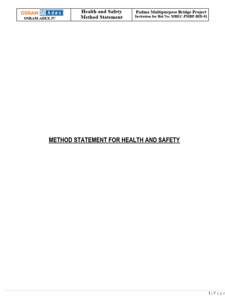 HSE Method Statement for Padma Bridge | PDF | Occupational Safety And ...