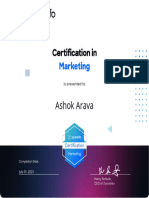 Ashok Arava Certificate