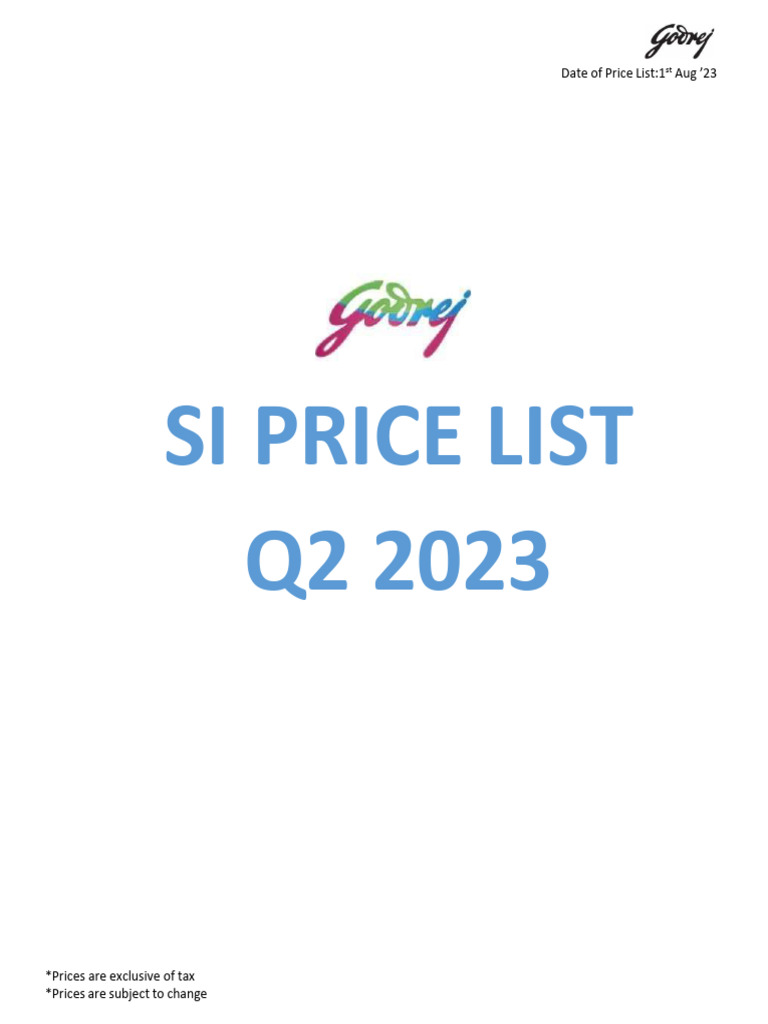 ESS PRICE LIST AUG'23-Godrej | PDF | Wi Fi | Telecommunications