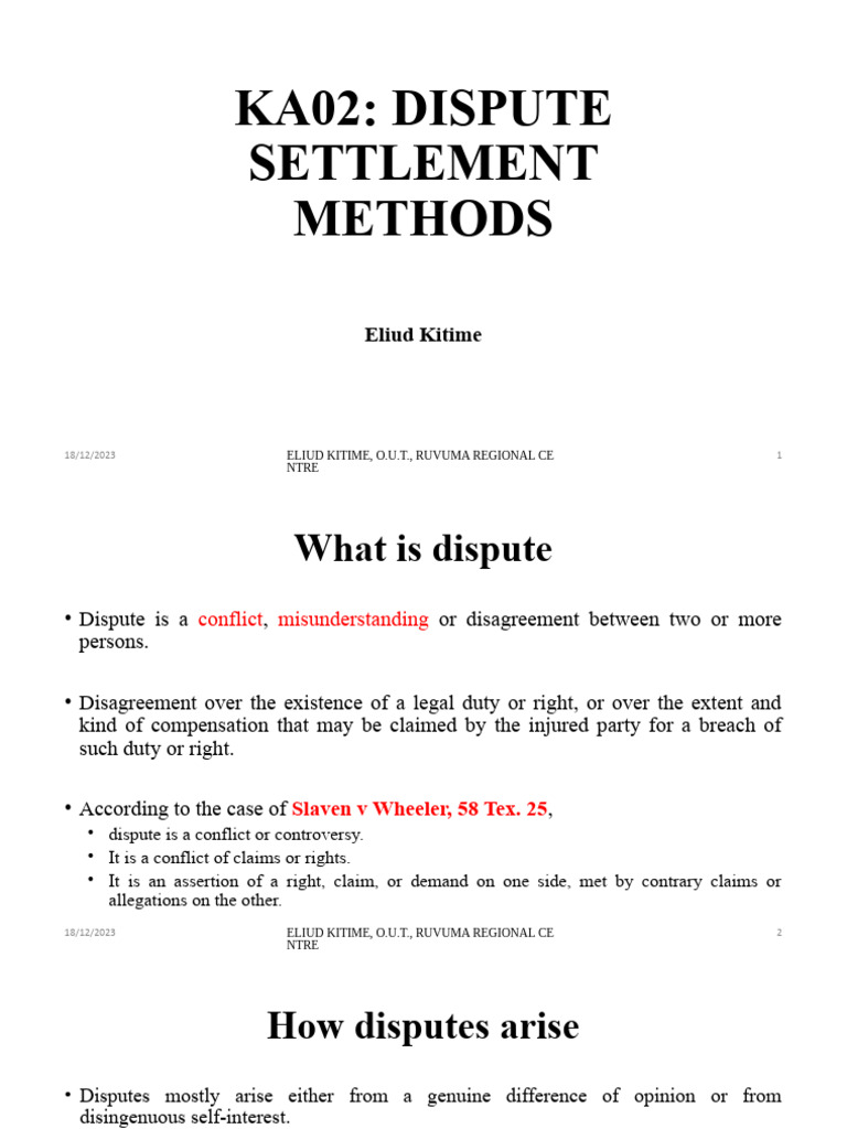 Dispute Settlement Methods Explained | PDF | Mediation | Trials