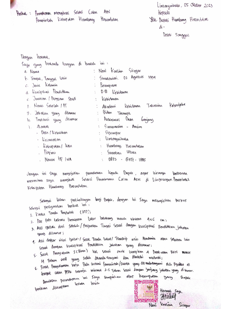 Surat lamaran e materai pdf