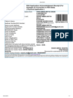 PAN Application Acknowledgment Receipt (For Changes or Correction in PAN Data) (Physical Application)