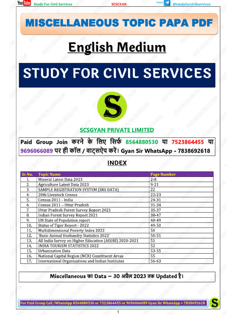 Eng Medium Miscellaneous Topics Papa PDF Finally Updated Till 30 | PDF