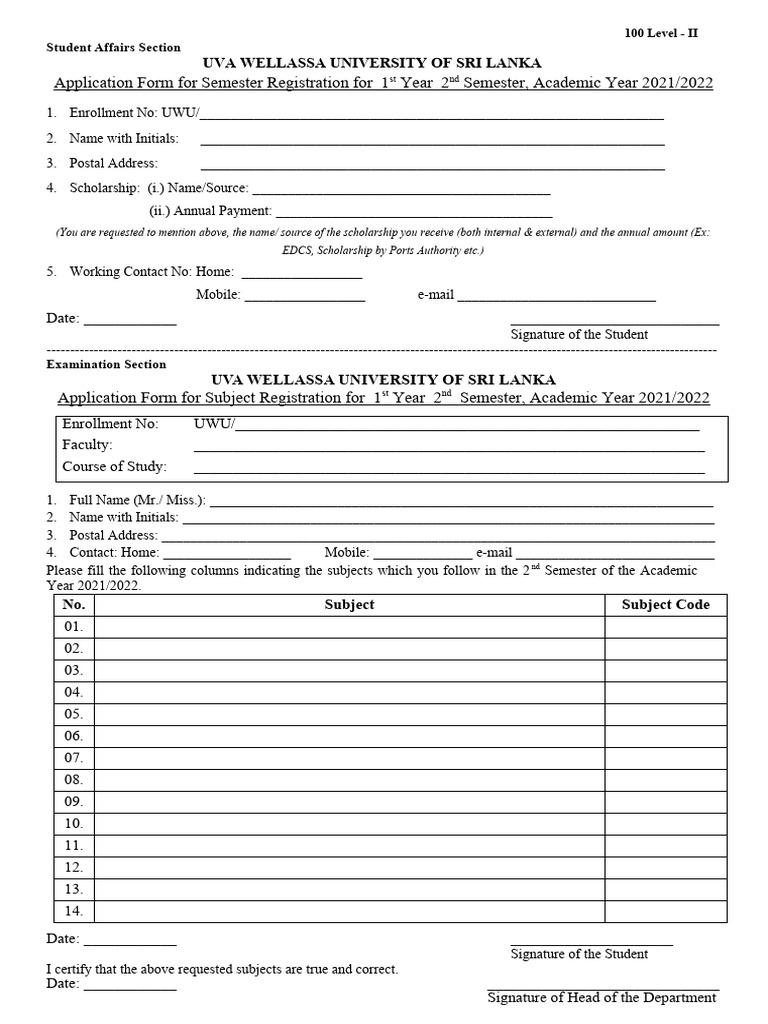 Semester Registration Form | PDF | Career & Growth | Business