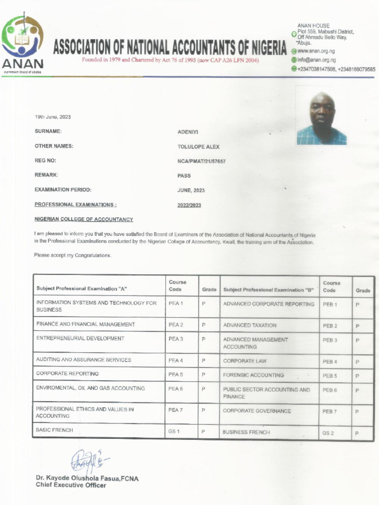 Statment of Result | PDF