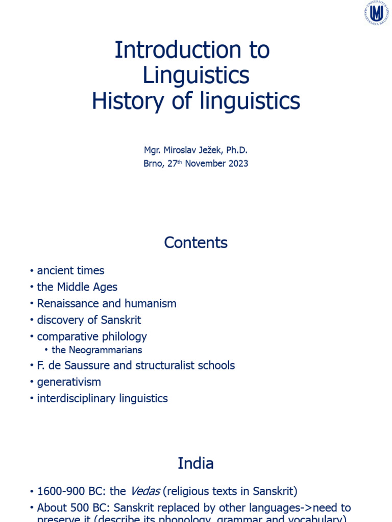 History of Linguistics Overview | PDF | Linguistics | Human Communication
