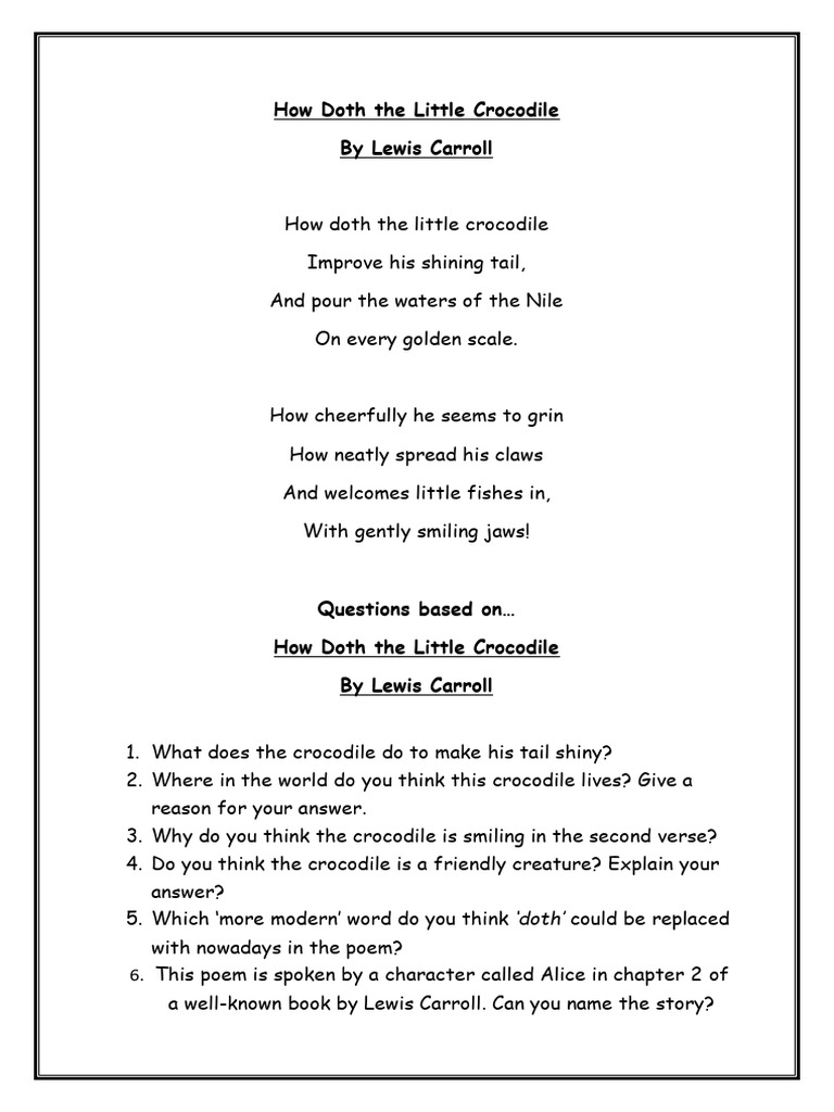 How Doth The Little Crocodile | PDF