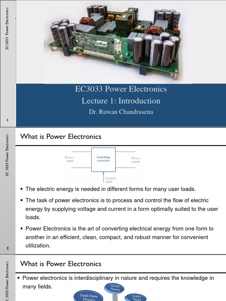EC3303 Power Electronics Lecture 1 PDF Power Electronics Electronics