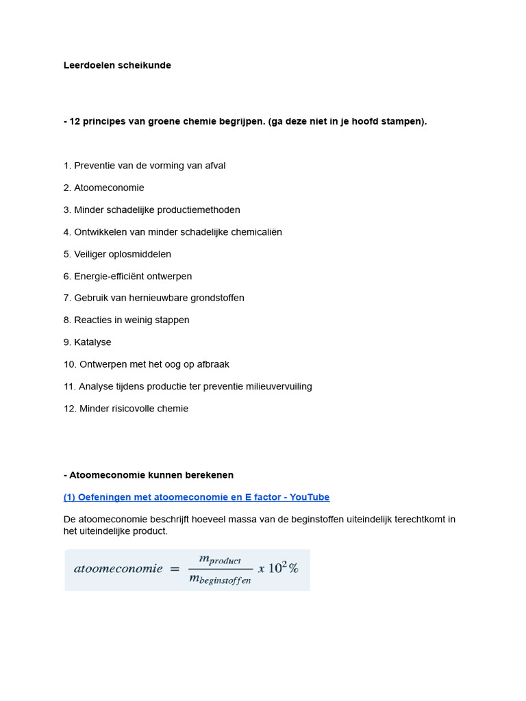 Leerdoelen Scheikunde 4h | PDF