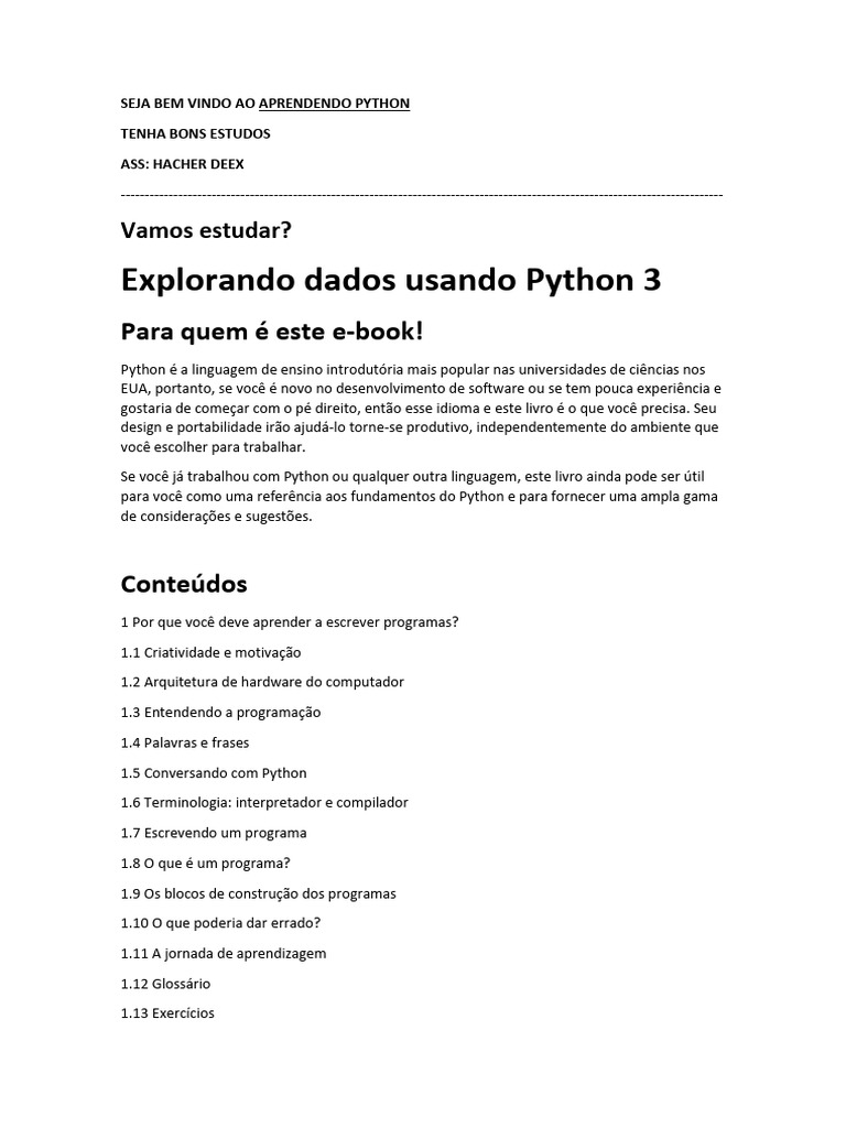 Aprenda Python | PDF | Armazenamento de dados de computador | Linguagem ...