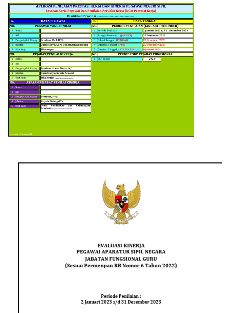 SKP Guru BK 2023 Permenpan RB 6 Tahun | PDF