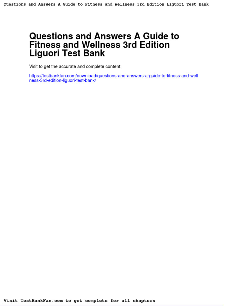 Questions and Answers A Guide To Fitness and Wellness 3rd Edition